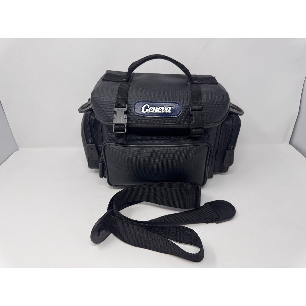 Geneva Padded Camera Bag with Shoulder Strap - Black Vinyl, 13x8x7 in EUC
